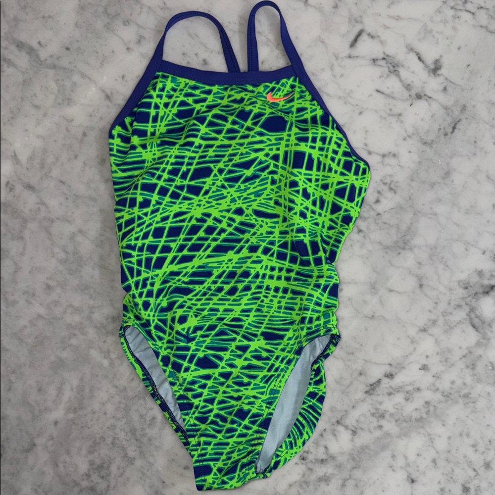Nike Swim Suit - Blue and Neon Green - Picture 1 of 4